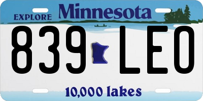 MN license plate 839LEO