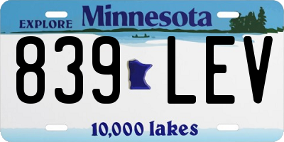 MN license plate 839LEV