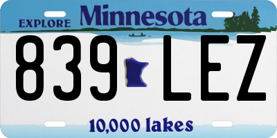 MN license plate 839LEZ