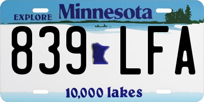 MN license plate 839LFA