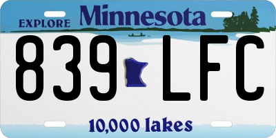 MN license plate 839LFC