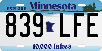 MN license plate 839LFE