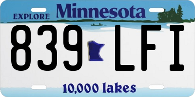 MN license plate 839LFI