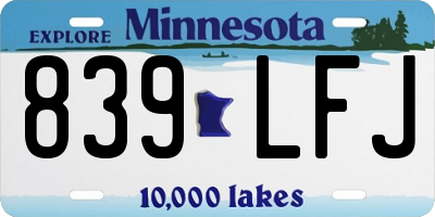 MN license plate 839LFJ