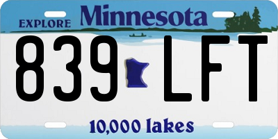 MN license plate 839LFT