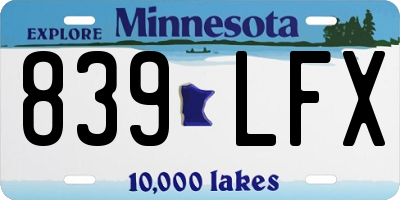 MN license plate 839LFX