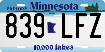 MN license plate 839LFZ
