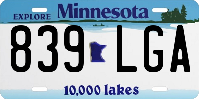 MN license plate 839LGA
