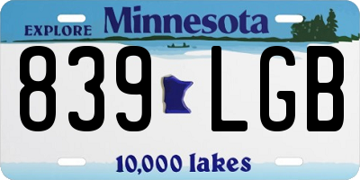 MN license plate 839LGB