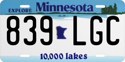 MN license plate 839LGC