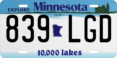 MN license plate 839LGD