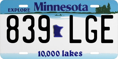 MN license plate 839LGE