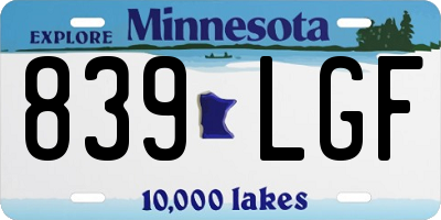 MN license plate 839LGF