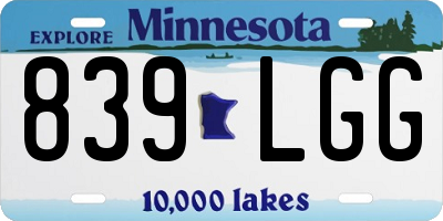MN license plate 839LGG