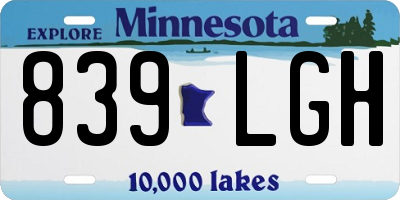 MN license plate 839LGH