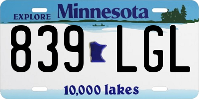MN license plate 839LGL