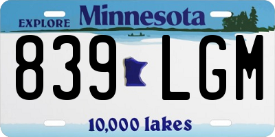 MN license plate 839LGM