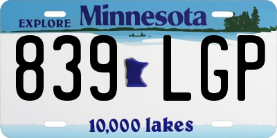 MN license plate 839LGP