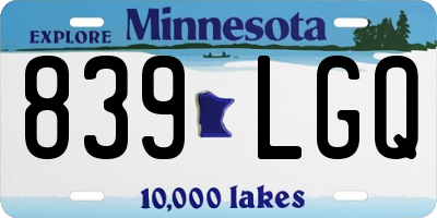 MN license plate 839LGQ