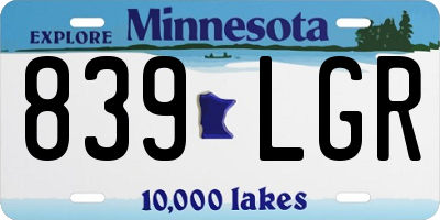 MN license plate 839LGR