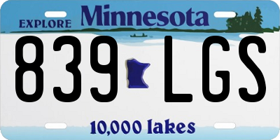 MN license plate 839LGS