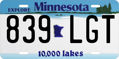 MN license plate 839LGT