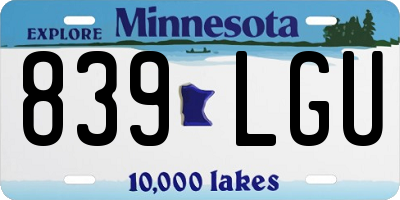 MN license plate 839LGU