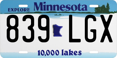 MN license plate 839LGX