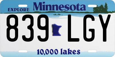 MN license plate 839LGY