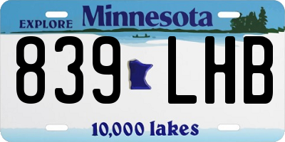 MN license plate 839LHB