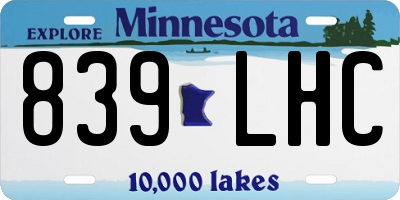 MN license plate 839LHC