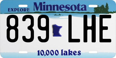 MN license plate 839LHE