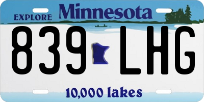 MN license plate 839LHG