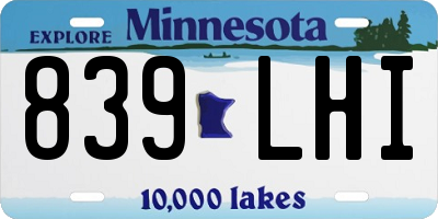 MN license plate 839LHI