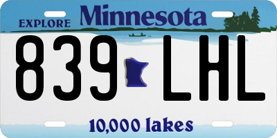 MN license plate 839LHL