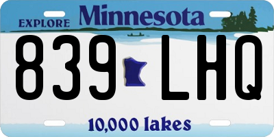 MN license plate 839LHQ