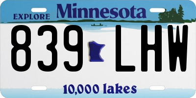MN license plate 839LHW