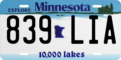 MN license plate 839LIA