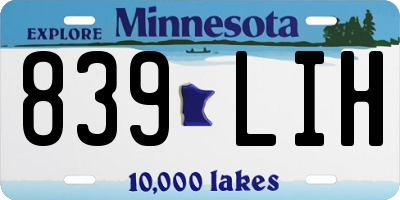 MN license plate 839LIH