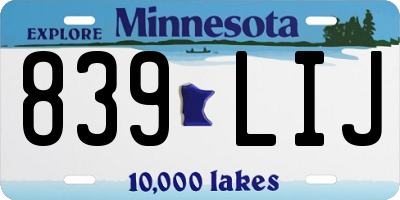 MN license plate 839LIJ