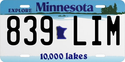 MN license plate 839LIM