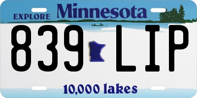 MN license plate 839LIP