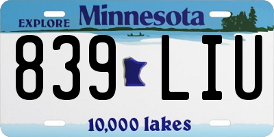 MN license plate 839LIU