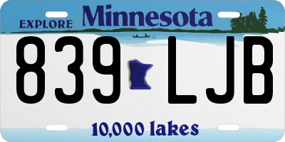MN license plate 839LJB
