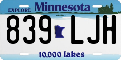 MN license plate 839LJH
