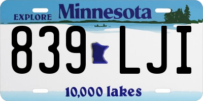 MN license plate 839LJI