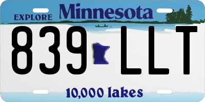 MN license plate 839LLT