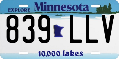 MN license plate 839LLV