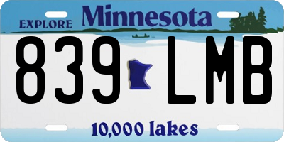 MN license plate 839LMB