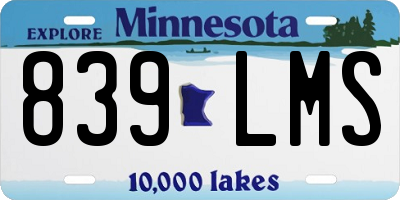 MN license plate 839LMS
